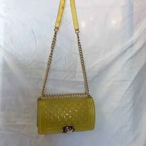 Jelly Yellow Quilted Chain-Strap Crossbody Bag